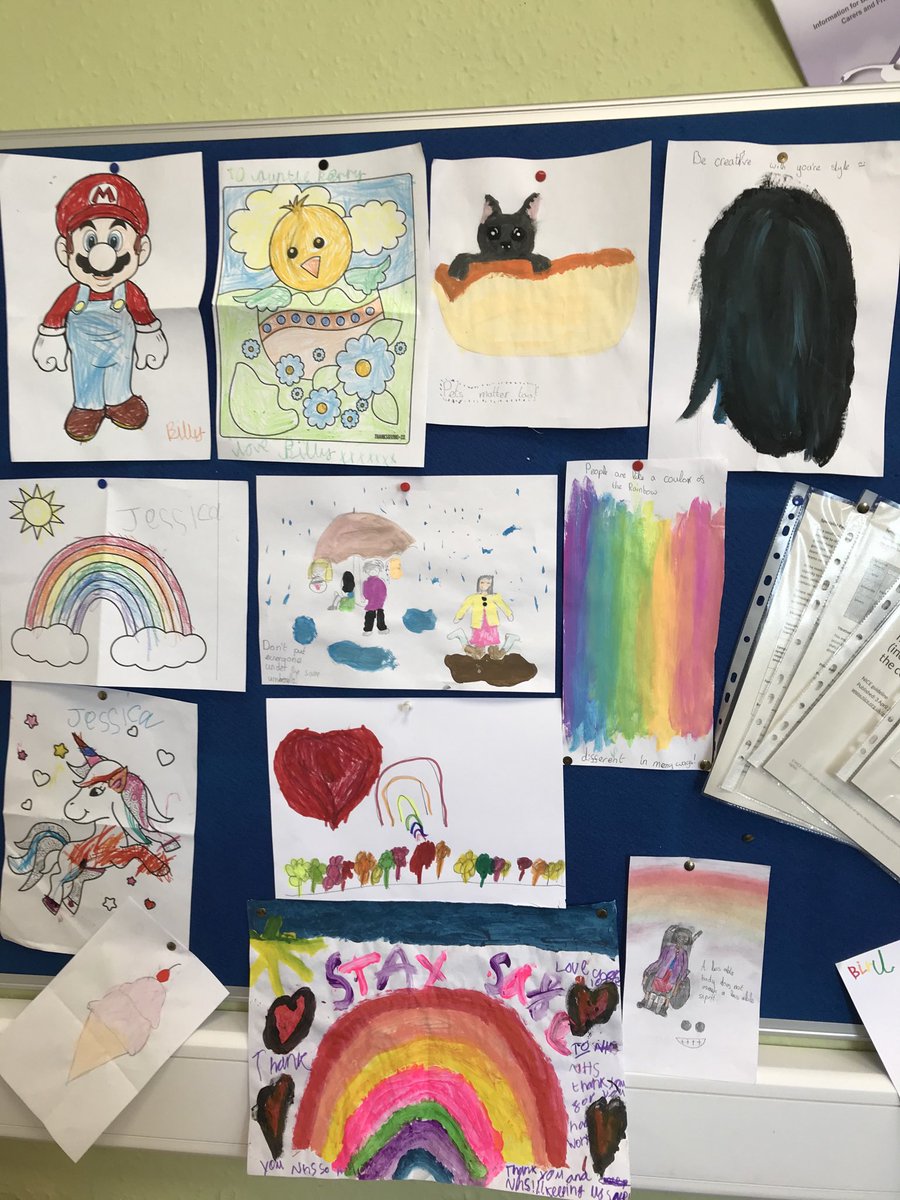 riskteamncic's tweet photo. Fabulous artwork in the End of Life Command Centre, our staff teams children have sent such lovely messages and good wishes..... we have some true budding artists in our midsts 👍👏🏼👏🏼👏🏼🥰🥰🥰 https://t.co/PxNmOQBhJm