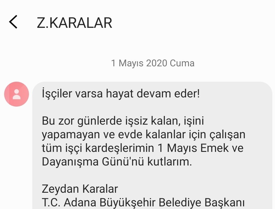 Evet koltuğun sıcaklığı ile atılmış bir mesaj daha... 
Adana'da 461 Sözleşmeli Memur ile 2000 e yakın emekçinin işine son veren bir başkan da bugün #1MAYIS  ı kutlayan mesaj atmış. Diyecek birşey bulamıyorum. Ama 'siz eksik kalın' demeden de kendimi alamayacağım...