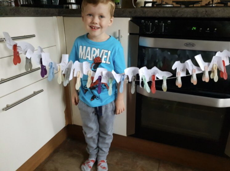 NurseryLTPA's tweet photo. What a great idea from a parent. Hanging numbers in order on a washing line. You could start from 0-5 then introduce more numbers when they become more confident #lovethisidea #keeptheideascoming #welldone #EEXAT https://t.co/8OMeKBYqfO