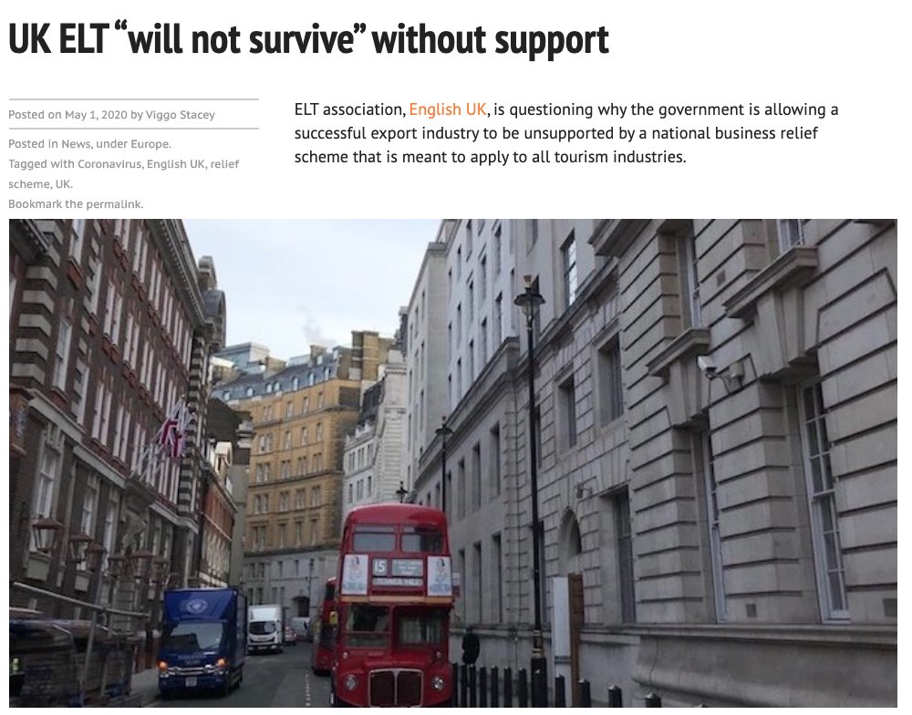 ELT association, <a href="/englishuk/">English UK</a>, is questioning why the government is allowing a successful export industry to be unsupported by a national business relief scheme that is meant to apply to all tourism industries.

thepienews.com/news/uk-elt-wi…