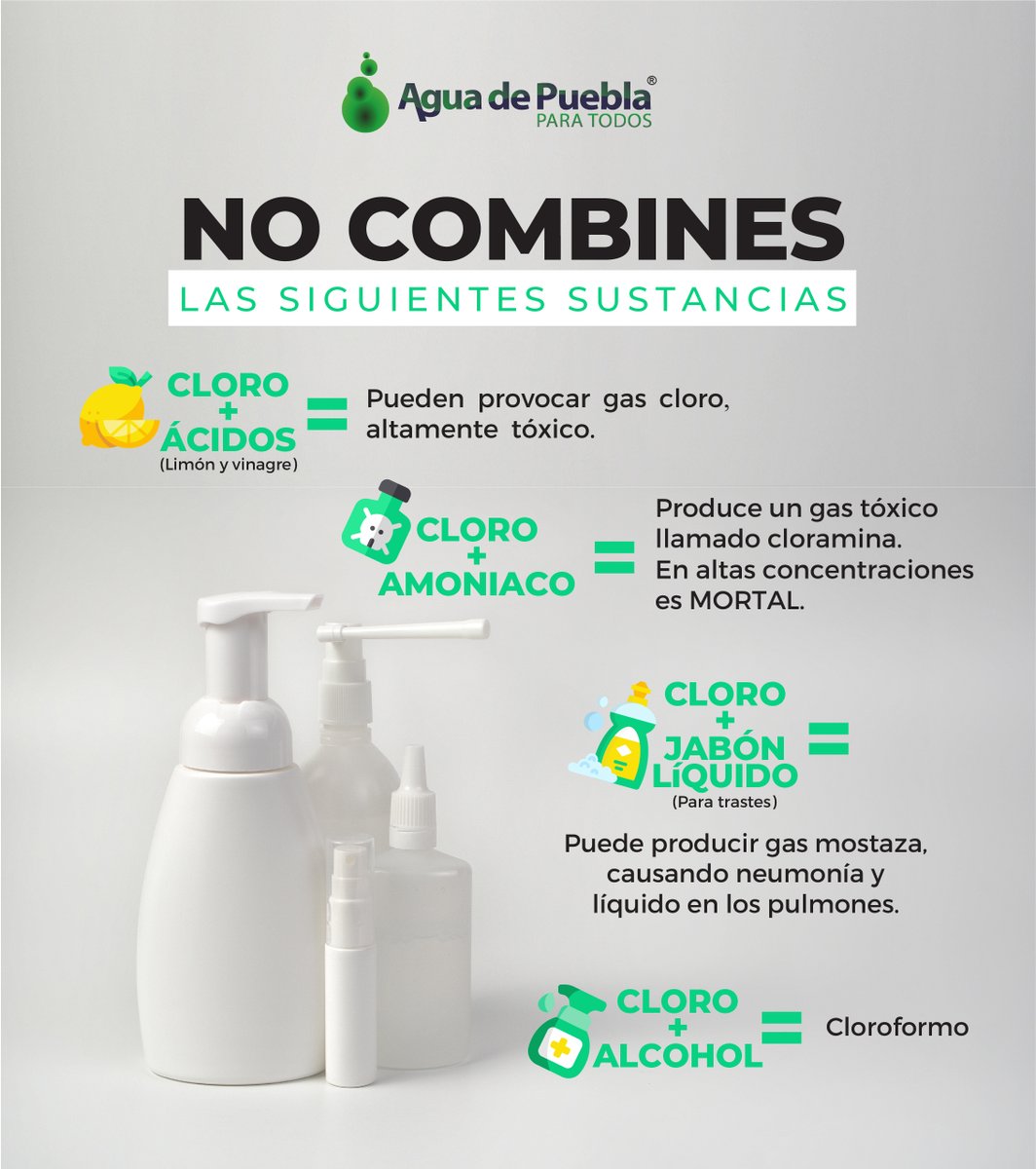 Agua de Puebla Twitter पर: "#Cuidado⚠️ Mezclar sustancias químicas no  siempre es sinónimo de limpieza, en ocasiones puede generar un accidentes o  intoxicación, además de contaminar el agua 😰 https://t.co/03VEawO7O2" /  Twitter