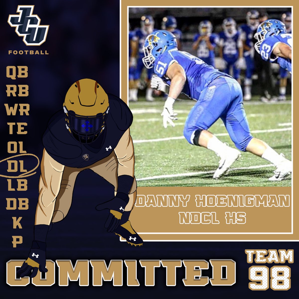 JCUFootball's tweet photo. Danny Hoenigman - NDCL https://t.co/sr1pIk9Kf9