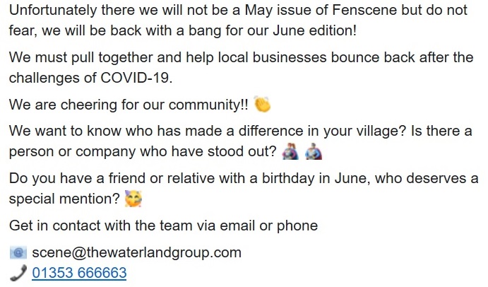 Fen_SCENE's tweet photo. #Community #OurHeroes #VillageLife #RuralCommunities #ThankYou #SupportLocal #SmallBuisnesses #Ely #Chettisham #Coveney #WardyHill #Wayhead #Wentworth #Witcham #Witchford #Stretham #Sutton #Haddenham #Wilburton #Wicken #Upware #LittleDownham #Pymoor #cOVID19 https://t.co/uRpCPLNyqe