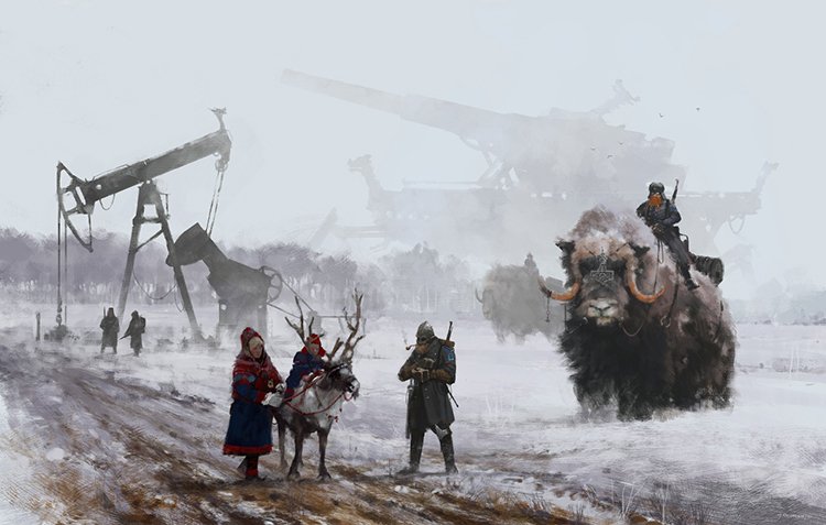 MateuilB's tweet photo. Vous connaissez le travail de Jakub Rozalski constituant une dystopie des années 20 ? https://t.co/BakWBr8idr