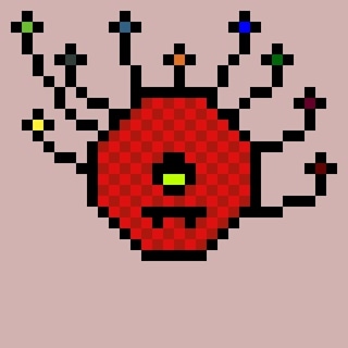 KevLooks's tweet photo. Wanted to try out Aseprite for the first time, and I've been playing Baldur's Gate a lot lately so here's a Beholder looking a bit less fearsome than usual.

#pixelart #dungeonsanddragons https://t.co/vZcN1o1KhO