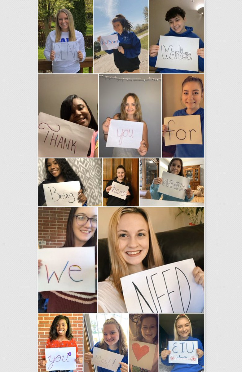 EIU cheer wants to thank our courageous healthcare workers for risking their lives to better ours!:) Stay safe and wash your hands everyone💙 Happy Friday and Good luck on finals!