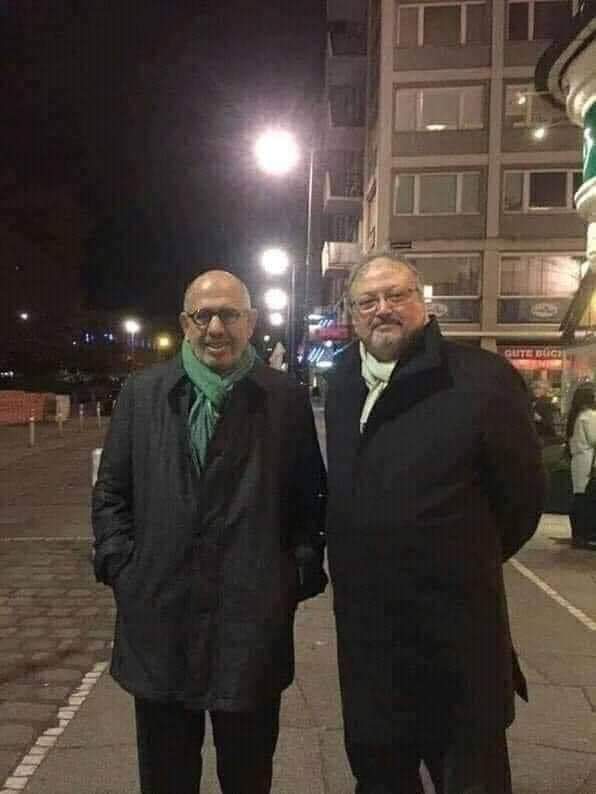 صورةتجمع شخصين ( عميلين ) ساهما بتدمير العراق بشكل كبير : محمد البرادعي الذي كان يشغل منصب مدير الوكالة الدولية للطاقة الذرية و الذي شهد زورٱ ضد العراق بأنه يمتلك اسلحة دمار شامل و جمال خاشقجي الذي كان يعمل محررٱ في صحيفة واشنطن بوست و قام بحملة للتحريض على احتلال العراق
 يتبع /