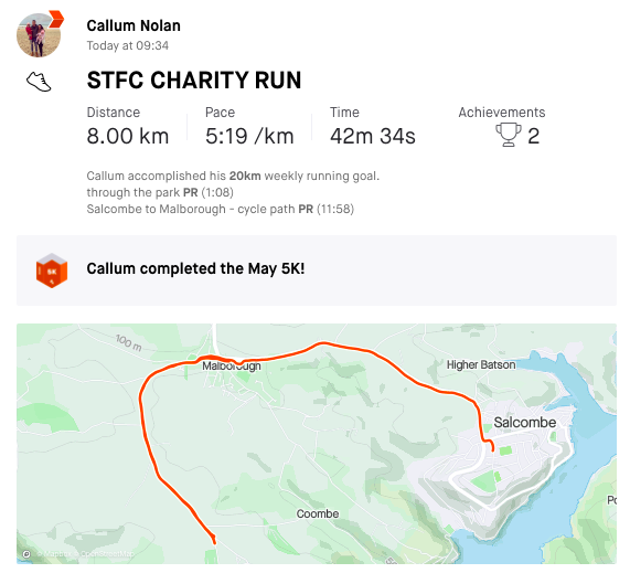 SalcombeTownFC's tweet photo. We are in to Scotland!!! 

STFC 1407km (Land's End to John O'Groats) run update from DAY ELEVEN:

Another 58.5km completed bringing total to 820km.

Map shows where we are up to on the route and pictures of the runs also included.

Donate to the NHS....

https://t.co/mpLpEuEI2g https://t.co/29aQpJYamk