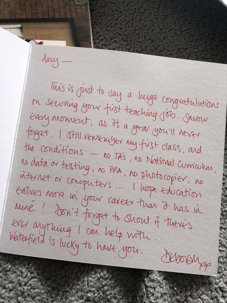AmyKnightMH's tweet photo. My headteacher from my placement school 2 whole years ago left this on my doorstep today after finding out I’d been offered my first teaching job. Words can’t express how grateful I am! Although I’m hoping I won’t have to use the assembly ideas book for a while 🤭 https://t.co/duWrIECT1f
