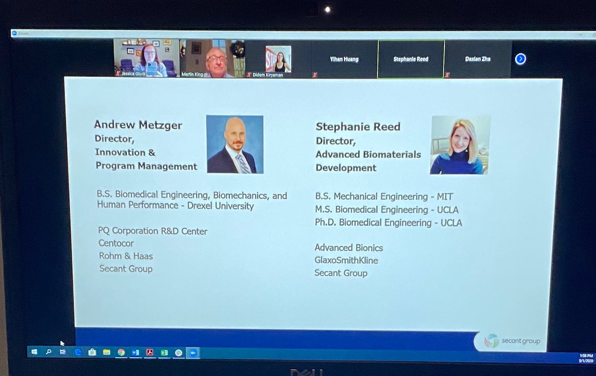 JessicaGluckPhD's tweet photo. We started as grad students together @UCLA and now I get to host #DrStephanieReed from #SecantGroup for our @NCStateWilson #BioMedicalTextile group meeting! #sciencefromhome #facultylife #PhDsfromUCLA #biomaterials #biotextiles #screenshotsinsteadofgroupshots https://t.co/GJbTO2yqZp