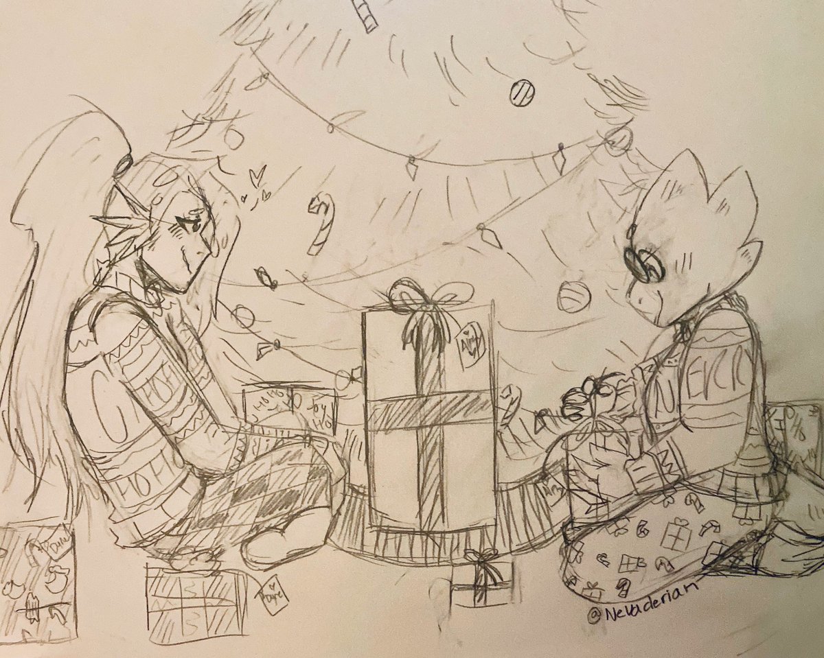 Christmas 2019 sketch - Alphys and Undyne 
Was working on this when my old laptop died, lost the unfinished line work and never bothered again.
Nevaderian is my instagram
.
.
#Undertale #Alphys #Undyne #AlphysxUndyne #Christmas #Christmas2019 #Undertalefanart #fanart #sketch #Art