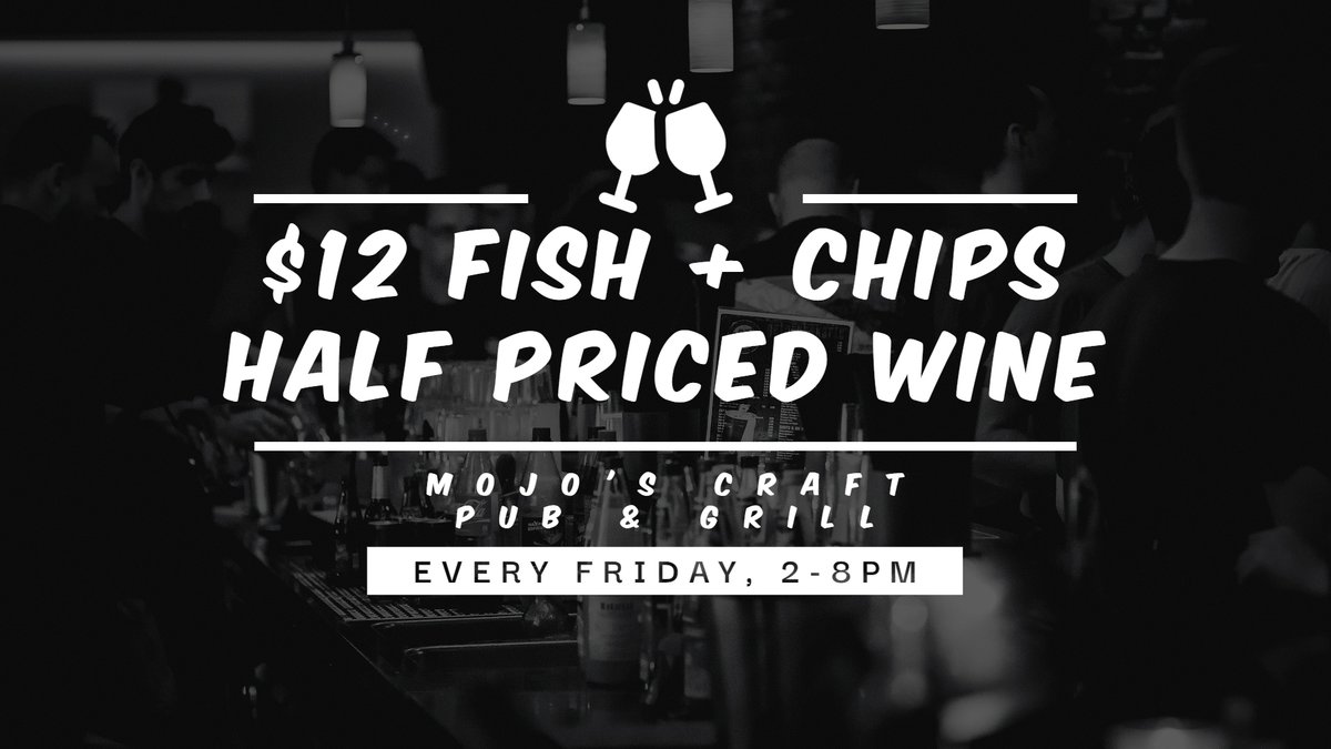 A Mojo's staple, Friday night Fish and Chips. Give us a call at 403-329-0123 to place your order for curbside pickup, make sure to pair it with a bottle of wine (50% off)! Our wine list can be found at mojospub.ca #YQL #SupportLocal