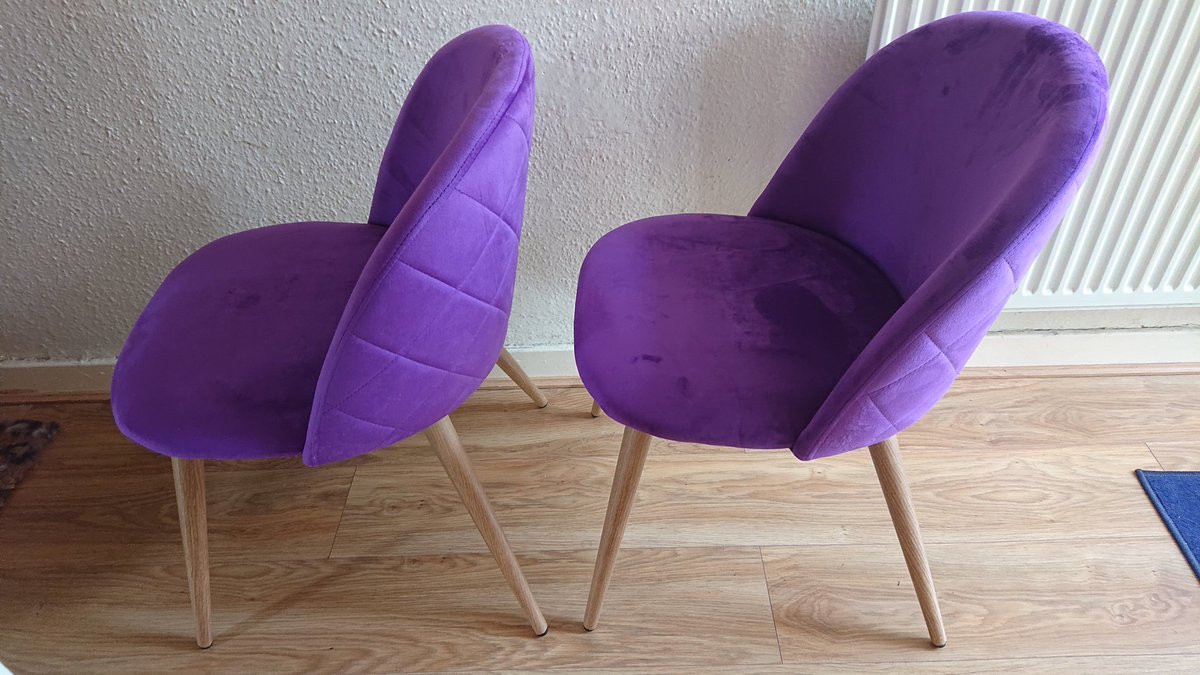 subrugbylad's tweet photo. Very pleased with my lovely new chairs... 😂 😂 not kinky but very giddy about these bad girls!! Ones named sticky, ones named vicky. #Purple #NewStuff #NotCamp haha https://t.co/cuc7aIW6fp
