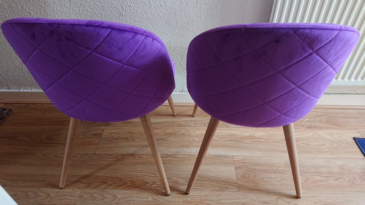 subrugbylad's tweet photo. Very pleased with my lovely new chairs... 😂 😂 not kinky but very giddy about these bad girls!! Ones named sticky, ones named vicky. #Purple #NewStuff #NotCamp haha https://t.co/cuc7aIW6fp