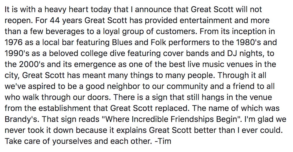 GreatScottROCK's tweet image. Some news from our general manager Tim below. Ticket buyers will be receiving emails with further information.