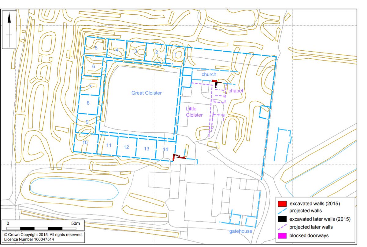 Ooh first one is near Nottingham so it gets to be 3D! Beauvale Priory was a Carthusian House f.1343 and valued at £227 gross in 1535. 15 cells for the individual brothers, part of the church wall upstanding, and bits like the prior's cell and gatehouse incorporated into the farm.