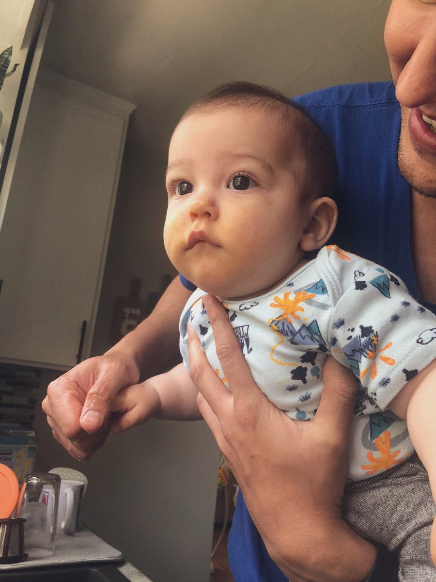 Hannahc_96's tweet photo. Leo had peas and carrots today and Diego goes “Hannah your kid turned into Trump’s son. I can’t get the orange off.” https://t.co/aLtax8mk8H