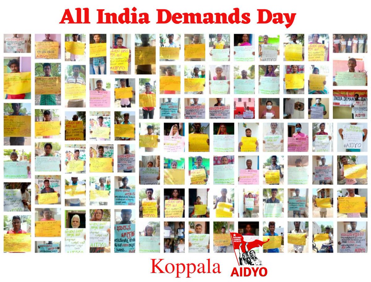 AIDYO_Karnataka's tweet photo. All India Demands Day
#SaveWorkingClass
#SaveUnemployed
#SendMigrantsHomeSafe
AIDYO https://t.co/rE5xGRIZY9