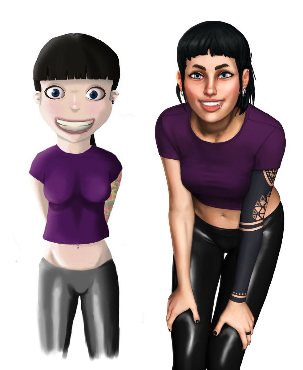 rhycicle's tweet image. 2012v 2020 what do ya think? She grew some eyebrows and got a cover-up 🤟
This was one of my first digital arts and most likely my first OC. Not entirely happy with my progress and it appears I'm still terrible at multiple light sources 
#drawagain