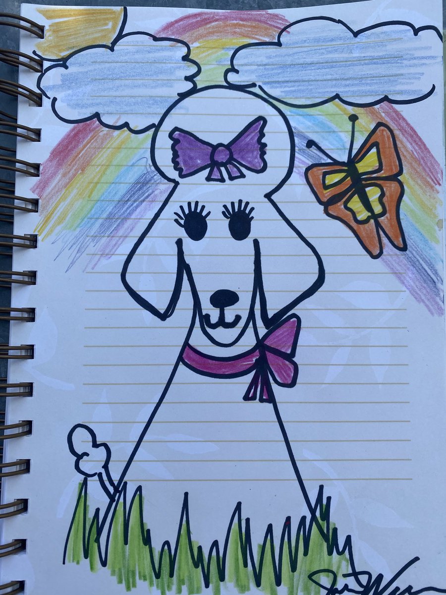 OakCougarsPE's tweet photo. Had a great time doing a draw along led by Miss Kim for our Oak kindergarteners. This is my version of the book character, Antoinette. Note the rainbow detail. Happy Friday, everyone! https://t.co/ccXarcxhyD