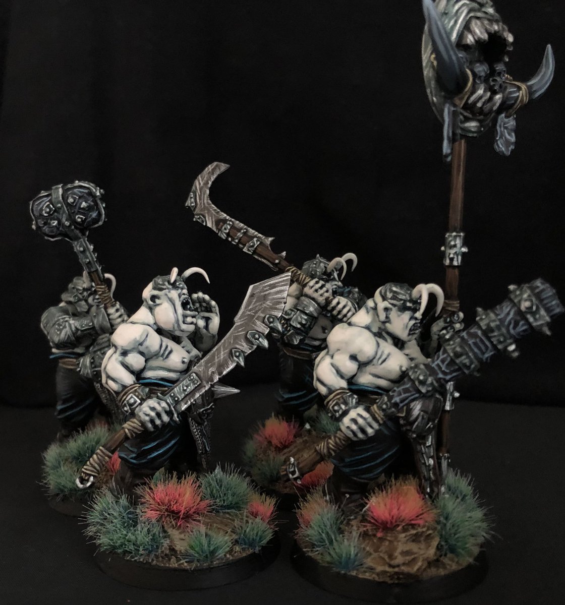the_black_sun's tweet photo. We have now reached the end of #FETI2. Here is my month five; Slaughtermaster &amp; 4 Ironguts. There will be final blog posts from the four of us on @ProPainted this Monday (4th May) with full army pics! @WarhammerGC @forestreveries @WarComTeam #PaintingWarhammer #WarhammerCommunity https://t.co/1BWXIke2vu