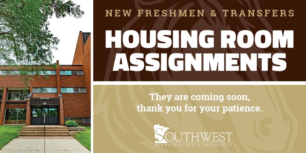 SMSUResLife's tweet photo. SMSU Residence Hall Students! Room assignments will be available SOON. Developing MN and FED requirements are guiding our housing plans. We are working to ensure that you can confidently and safely return to Res Halls in Fall. Thanks for your patience! #LiveLifeOn https://t.co/Gl7JCJk0iX