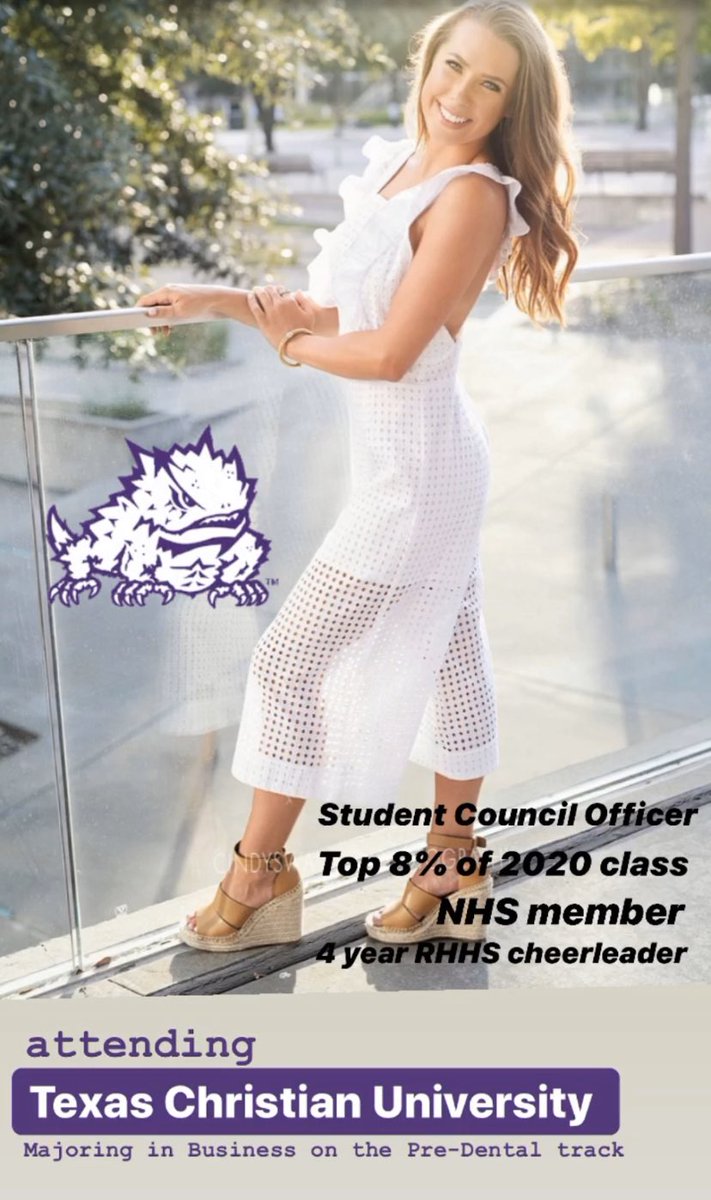Senior Spotlight: Lexi Ellis 

Lexi is heading to <a href="/TCU/">TCU</a> and we will miss her! She served as a StuCo Officer this year and was an integral part in all that we were able to accomplish. 

Her focus and drive is leading the way to a bright future! #GoFrogs