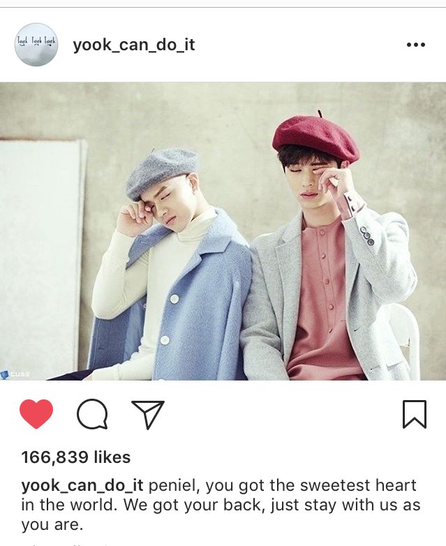 The way Sungjae showed his affection to Peniel by posting this when he opened up about his hair loss in hello Counselor:"peniel, you got the sweetest heart in the world. We got your back, just stay with us as you are"sungjae #ItsYookDay  #내게_가장_소중한_선물_육성재