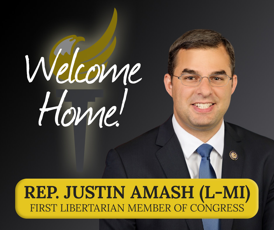 Today, <a href="/justinamash/">Justin Amash</a>'s paperwork was accepted by the US House Clerk, making him the first Libertarian in Congress. We look forward to more members leaving their old parties that only care about scoring cheap political points - and not about the American people.