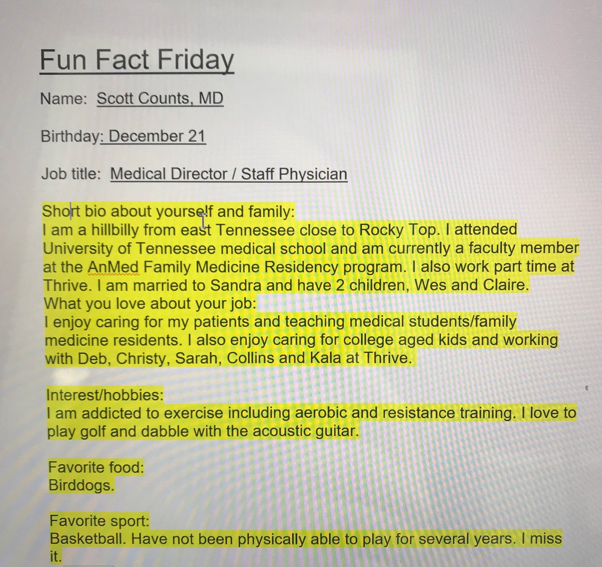 Fun Fact Friday 
Dr Counts