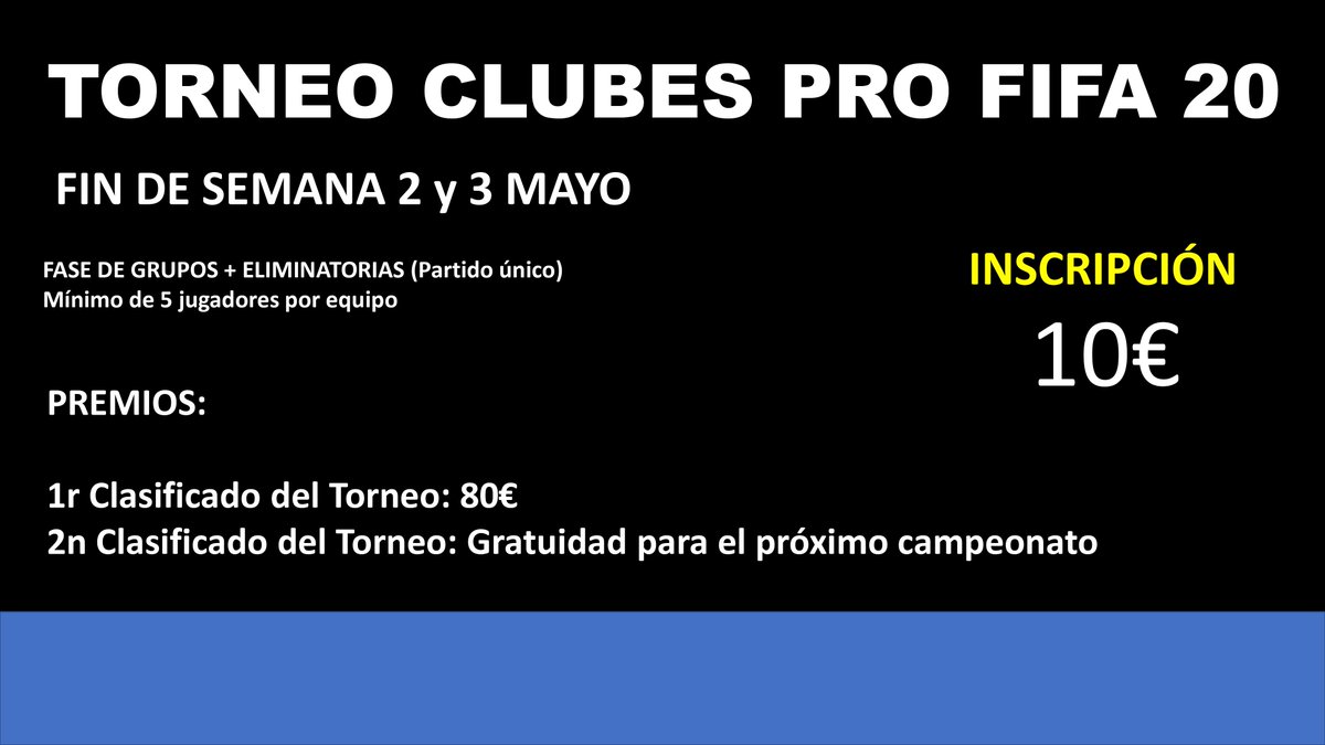 Saba_eSport's tweet photo. @fifa_clubes_pro @VFOAyudas @Atcaboesports @real_castellon @Ayudas_clubes @gerard_0333 @TorneoClubes20 @YClubes @espafifa @BCNPROFIFA 
Torneo Fin de Semana del TRABAJADOR:
Inscripción por mensaje directo una vez completada recibiréis normativa de funcionamiento del torneo. https://t.co/q7w3bRbNSP