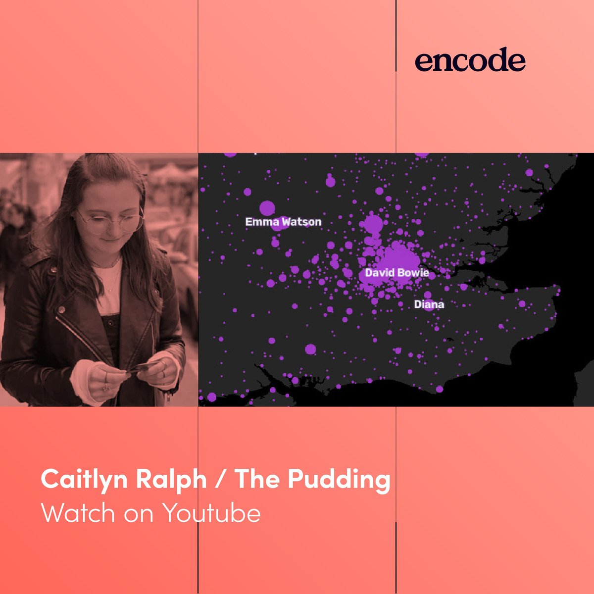 encode_info's tweet image. You can now watch the talk by Caitlyn Ralph from @puddingviz at Encode 2019.
Get an inside loo at The Pudding’s Process: The team at The Pudding is often asked how they do what they do. This talk will answer that precise question. Watch her video at encode.info