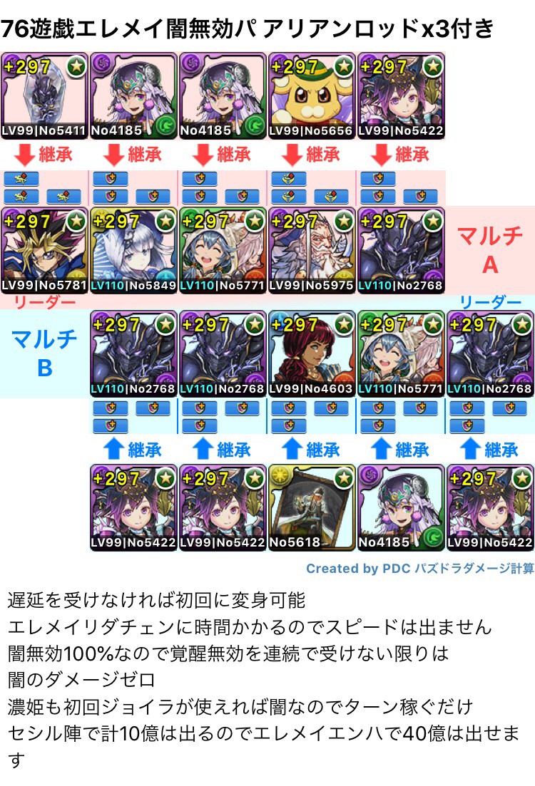 Norinori 76マルチ遊戯エレメイ闇無効パ アリアンロッドｘ3付き 濃姫も怖くありません 時間かかりますが パズドラ 遊戯 エレメイ 無効 パーティープラン