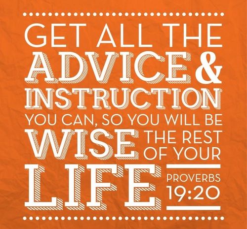 Wise men and women seek counsel! Only a fool believes they have all the answers and does not seek the counsel of others, who have journeyed before them and are experts in life’s issues.  

See More at ow.ly/Xvb250zu6F7