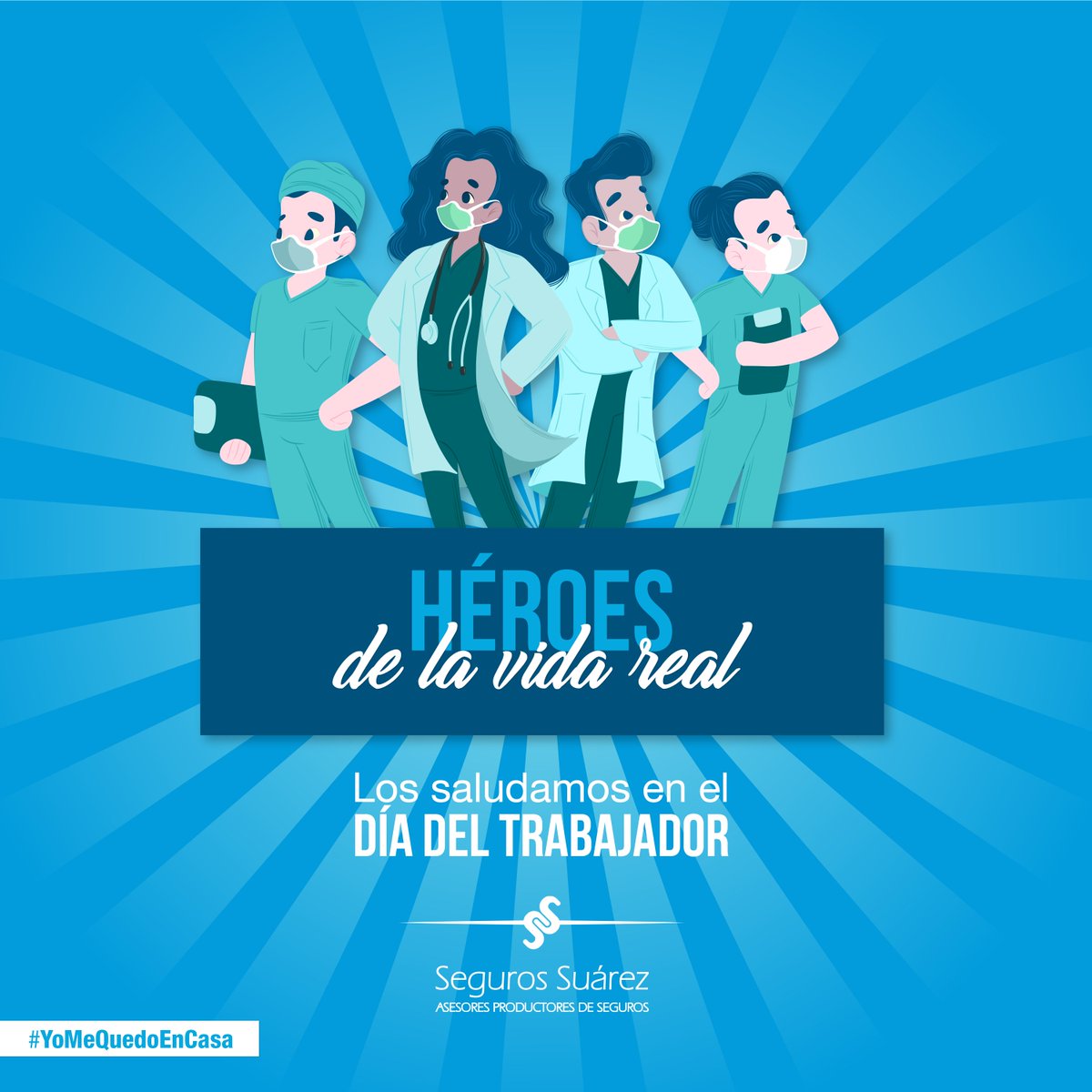 segurossuarez's tweet photo. En este Día del Trabajador, les decimos ¡GRACIAS!...

A todo el personal médico, del Ecuador y el mundo, que combaten el Covid-19. Ustedes son los héroes del presente. 💙👩‍⚕👨‍⚕👩‍🔬🙌💙

#DiaDelTrabajador #YoMeQuedoEnCasa #Covid19 #ActivadosPorLaSalud https://t.co/xTdGwYSbtk