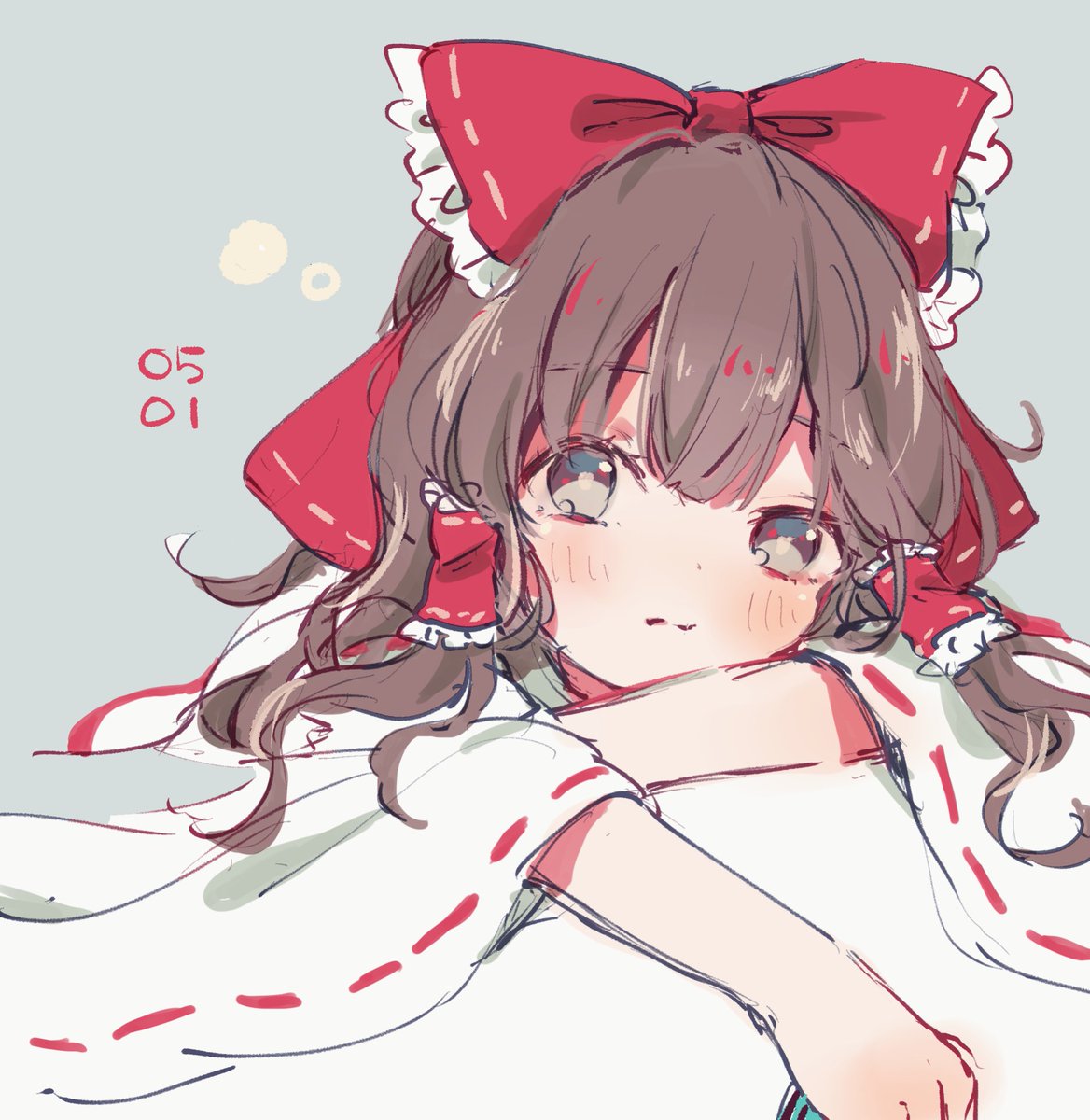 博麗霊夢 「#深夜の真剣お絵描き60分一本勝負 」|いちは🥣例大祭う15aのイラスト