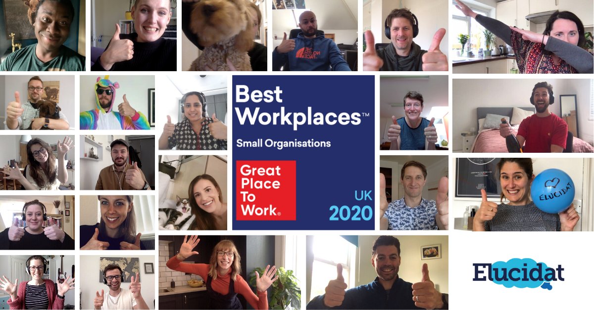 elucidat's tweet photo. 🍾🎆🎉 We are SO excited to announce that we've been named as one of the 2020 UK Best Workplaces! 🍾🎆🎉

This is a true testament to our amazing team who live and breathe our learn, care, share values every day. 

https://t.co/lNETuh0jGB https://t.co/iaZ8lWTiOV