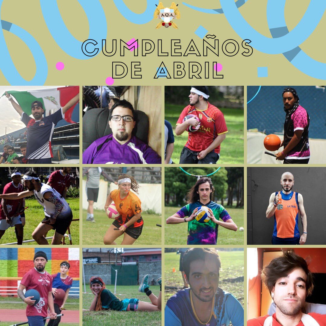 AQArg_Quidditch's tweet photo. 🎂FELIZ CUMPLEAÑOS ABRIL....!!
📍Queremos saludar a nuestros cumpleañeros de Abril:  
.
.
.
✨#HappyBirthday🎊🎉 https://t.co/xX2QvVseC4