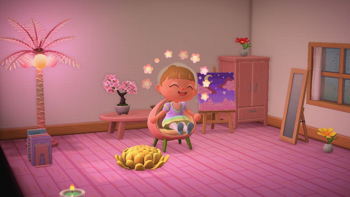 hi guys , this is my room until now *-*  i love that painting I did yesterday , what do you think ?
#AnimalCrossingnewhorizons #acnhdesign
