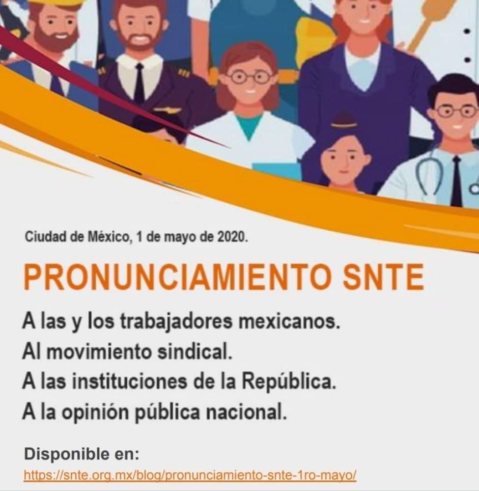 secc11cdmx's tweet photo. 🇲🇽 Pronunciamiento #SNTE #1deMayo 🤝 Día del Trabajo
✅ A las y los trabajadores mexicanos.
✅ Al movimiento sindical.
✅ A las instituciones de la República.
✅ A la opinión pública nacional.
#UnidadFortalezaSNTE ✍️#EnUnidadPorLaEducacion #SNTEJusticiayDignidad
#PAAE #NoDocente https://t.co/sf5AuLGfma