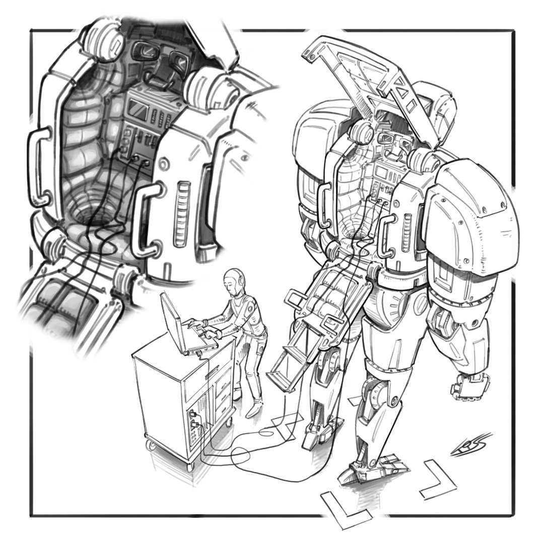 kissrobert's tweet photo. A power armor for fun.

#mech #robot #scifi #sketch https://t.co/IgA2FRrD8o