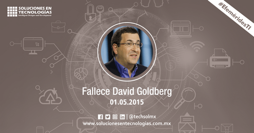 techsolmx's tweet photo. Un día como hoy (01/05/2015): Fallecía en Nuevo Vallarta, México, David Bruce Goldberg (1967-2015) consultor de gestión y empresario, fundador de LAUNCH Media y Director Ejecutivo de Survey Monkey https://t.co/X03rqGL4wu

#SomosSoluciones #EfeméridesTI #DavidGoldberg #LaunchMedia https://t.co/bCmSmJZ9mU