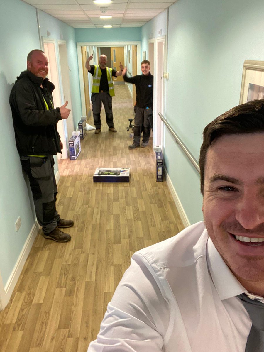 FTSMERIT's tweet photo. FTS Merit practicing #SocialDistancing LilyCross Care Home #NHS in Widnes on behalf of Eric Wrights Special Projects
#Construction #Electrical #Keyworkers #NHS #EricWrightGroup #StaySafe https://t.co/q5GrYBlqRb