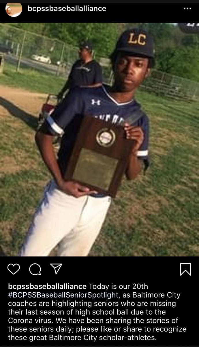 BCPSSBaseball's tweet photo. Today is our 20th daily #BCPSSBaseballSeniorSpotlight, as Baltimore City coaches are highlighting seniors who are missing their last season of @BcpssAthletics due to the Corona virus. Today’s athlete is Delaney Thomas Jr. of ACCE. From Coach Henning: https://t.co/INpkgYMjsJ