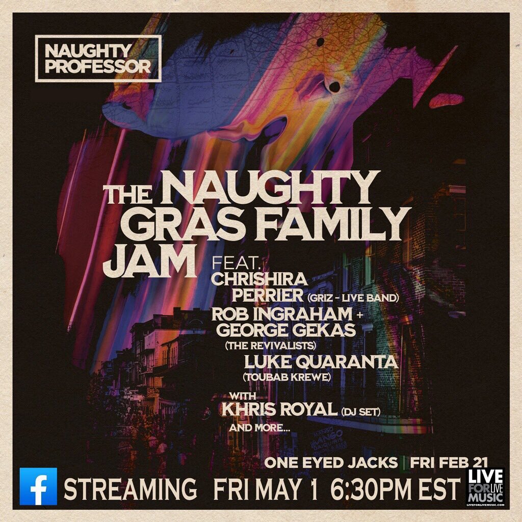 NaughtyPfunk's tweet photo. Heads up! We’re gonna stream our Naughty Gras show tonight... tune in on Facebook at 6:30pm EST https://t.co/3X3tmFNpFh