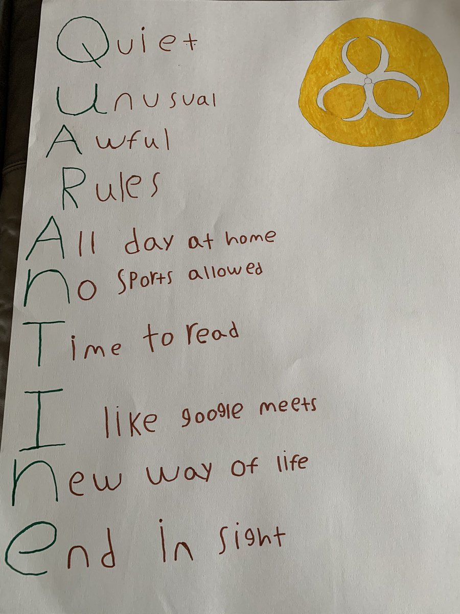 MsJodi_CIS's tweet photo. Poetry inspired by our new way of life! #quarantine #CISInspires #CISHomeLearningProgram #creativewriting https://t.co/XsyWDKugBf