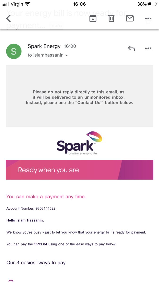 Thats how ridiculous Energy providers are @SparkEnergyUK.
In 15 days my bill is tripled, in the meantime i was being over charged for more than 3 years.