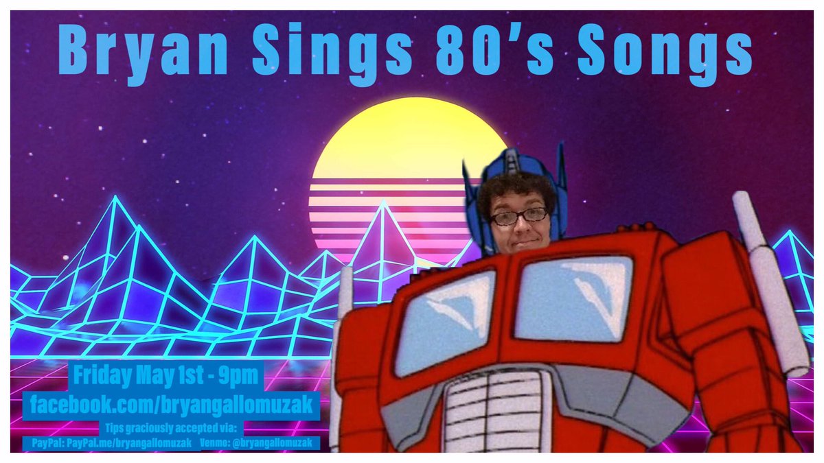 The Bryan Sings 80’s Songs Live-Stream show will be happening tonight at 9pm EST over at facebook.com/bryangallomuzak 🤓🎸💻🎶🤘- Tell a friend.  It’s gonna be totally rad.  Like, totally.