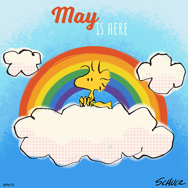 Snoopy's tweet photo. It's May! 🌈 https://t.co/n40OBGNN3H