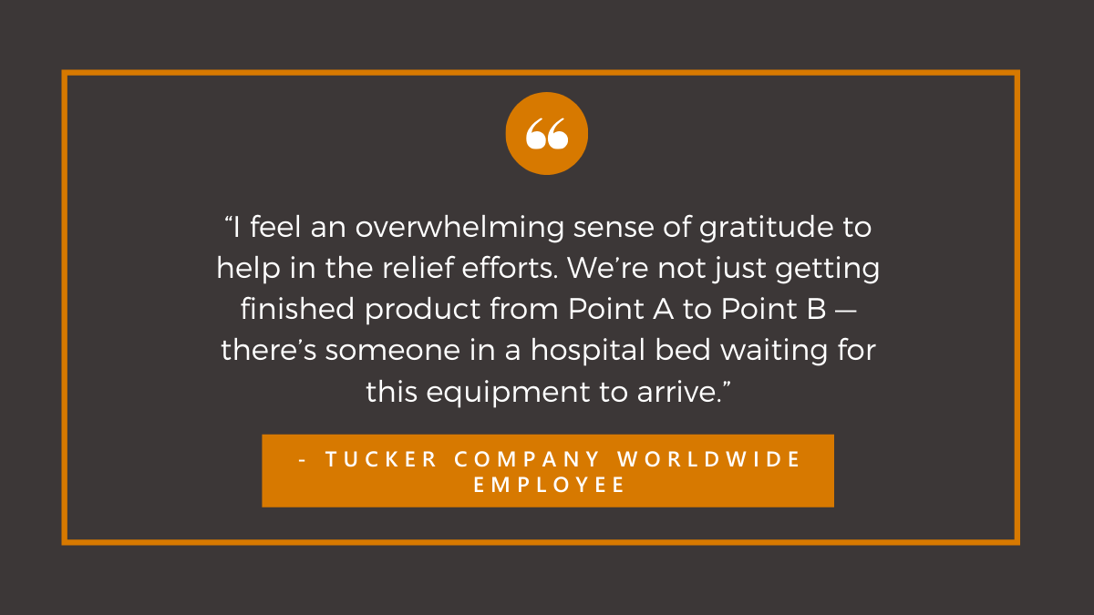 TuckerCompany's tweet photo. We’re proud to play a part in helping to deliver supplies to those in need during this difficult time. The majority of the medical supplies we’ve delivered have been expedited, same-day deliveries with team drivers dispatched within an hour. Get a quote: https://t.co/Y8AJ80xIms https://t.co/z9Lbejsl9w